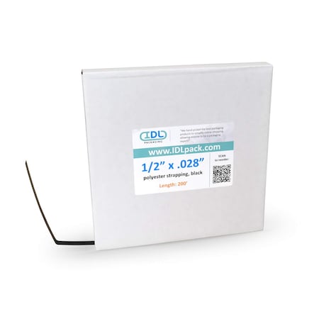 Idl Packaging 1/2" Polyester Strapping, 200 Ft., Black PET.12.200